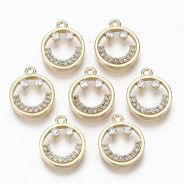 Brass Micro Pave Clear Cubic Zirconia Charms