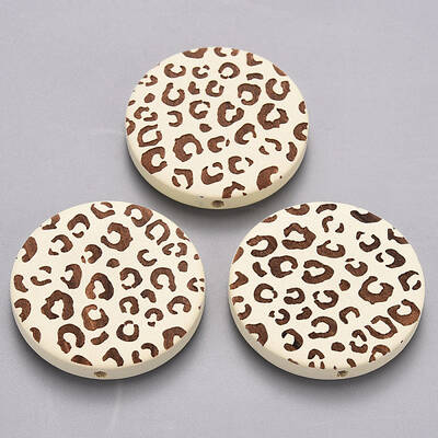 Painted Natural Wood Beads