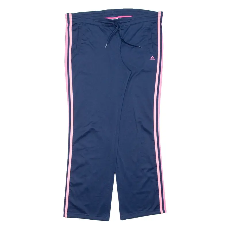 ADIDAS Womens Sweatpants Blue Wide-Leg L W39 L31