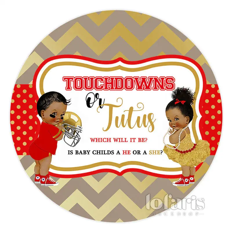 Aperturee Circle Touchdowns Or Jutus Baby Shower Backdrop Banner | Baby Shower Backdrop Ideas | Round Backdrop Cover Diy | Ci...