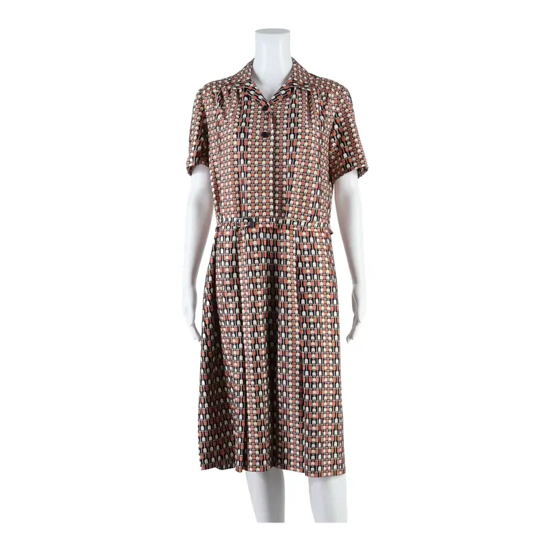 Womens A-Line Dress Pink Geometric Short Sleeve Knee Length XL