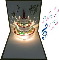 3D Pop Up Birthday Cards,Warming LED Light Birthday Cake Music Happy Birthday Card Postcards Pop Up Greeting Cards Happy Birt...