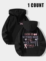 Women's Letter Print Drop Shoulder Zip Up Hoodie, Fashion Casual Long Sleeve Hooded Sweatshirt for Daily Holiday Outdoor Wear...