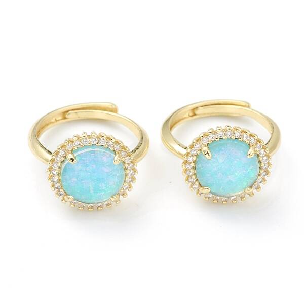 Synthetic Opal Adjustable Rings
