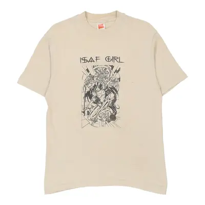 Isaf Girl Hanes Graphic T-Shirt - Medium Cream Cotton