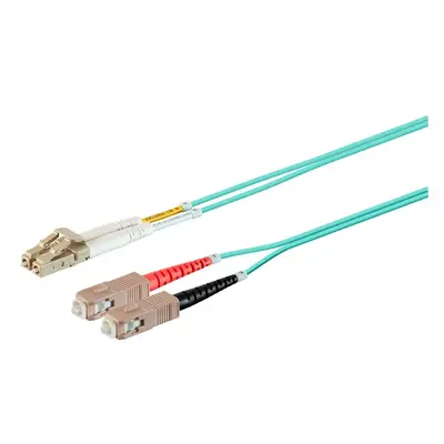 38419 Monoprice MM OM4 Fiber Optic Cable LC-SC UL 50/125 OFNR Duplex Aqua 5m