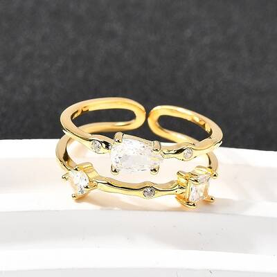 Teardrop 925 Sterling Silver Cubic Zirconia Adjustable Cuff Rings for Women