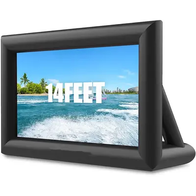 Garvee Inflatable Projector Screen, 14ft Portable Blow Up Cinema Screen, Front & Rear Projection, with Rope, Air Blower, Grou...