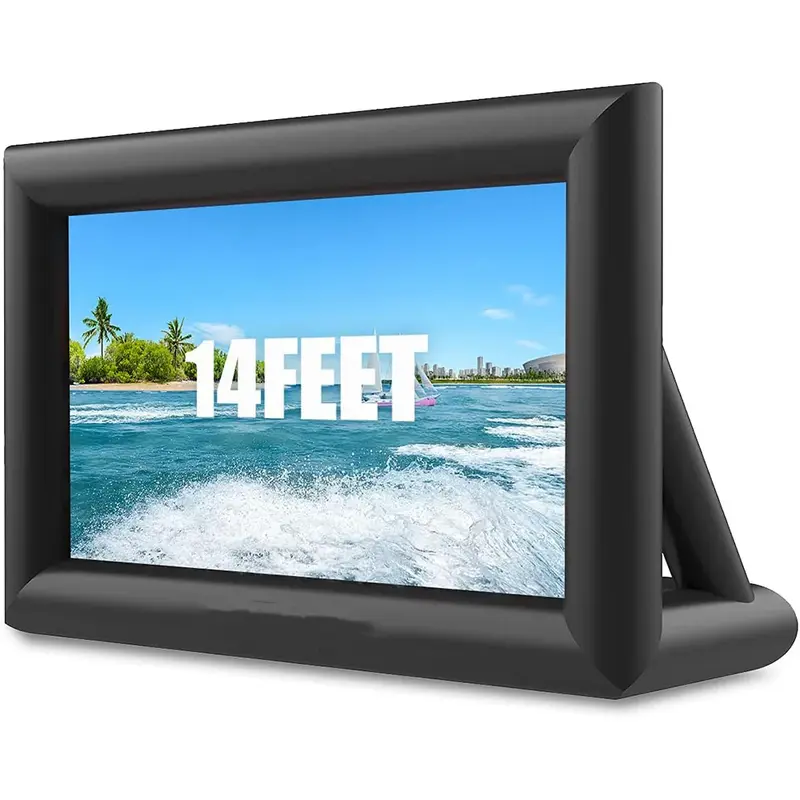 Garvee Inflatable Projector Screen, 14ft Portable Blow Up Cinema Screen, Front & Rear Projection, with Rope, Air Blower, Grou...