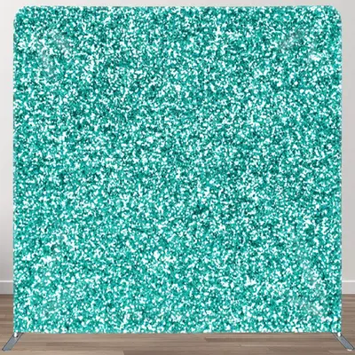 Aperturee Simple Blue Sparkling Fabric Backdrop Cover For Party - Aperturee