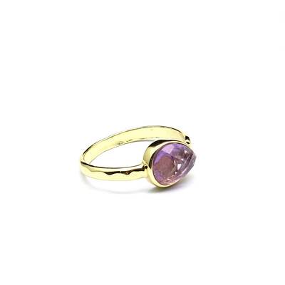 Natural Amethyst Teardrop Open Cuff Rings