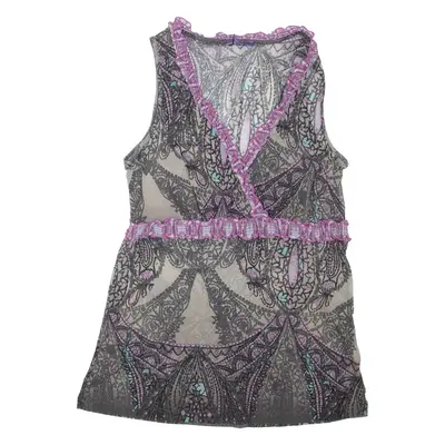 Womens Printed Top Purple V-Neck Sleeveless Crazy Pattern L