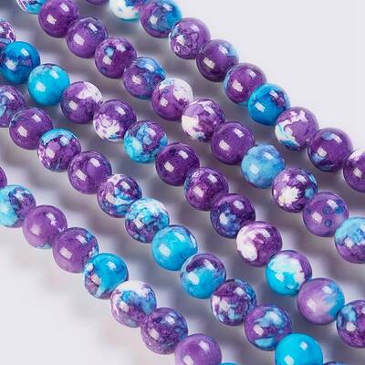 Natural Ocean White Jade/Rain Flower Stone Beads Strands