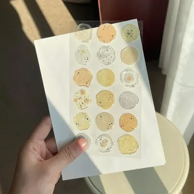 Plant Design Wax Seal Stamp Sticker (1 Sheet), Transparent Decorative Sticker, DIY Decorative Sticker For Scrapbooking, Journ...