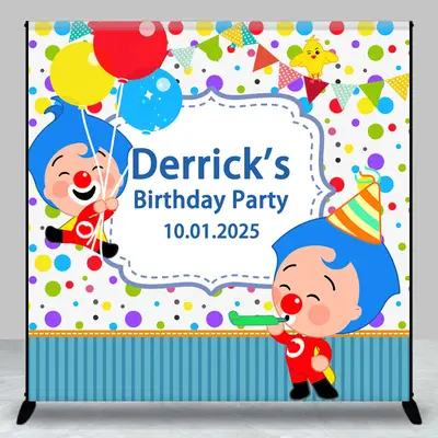 Colorful Dots Clown Stripe Custom Birthday Backdrop - Aperturee
