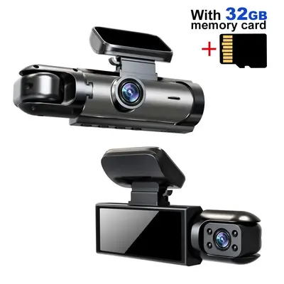 1080P Front & Interior Dual Recording Dash Camera, HD Car Dvr with IR Night Vision, 3.16 Inch IPS Screen, Wide Angle Video Su...