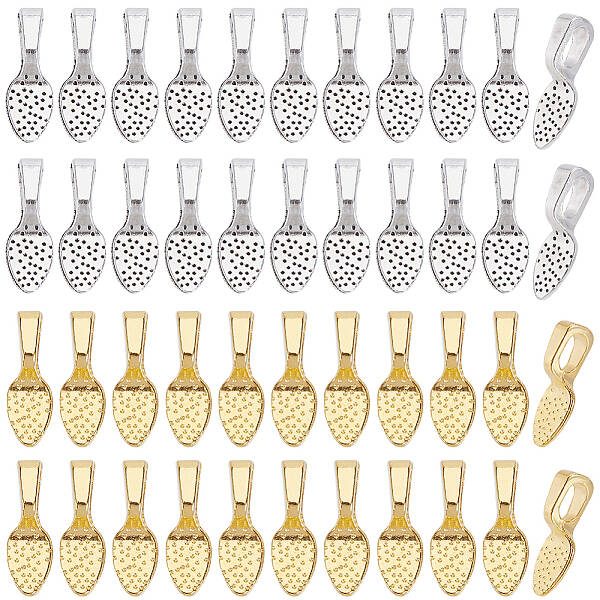 200Pcs 2 Colors Alloy Glue-on Flat Pad Bails