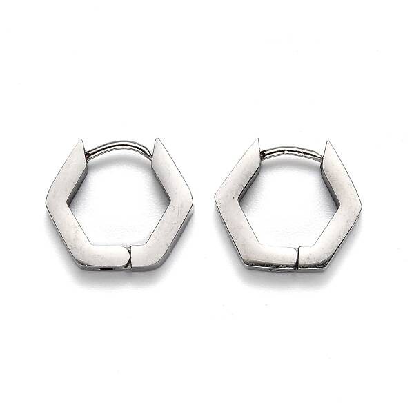 Tarnish Resistant 304 Stainless Steel Hexagon Huggie Hoop Earrings
