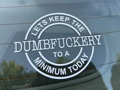 Lets Keep The Dumbfuckery To A Minimum Vinyl Decal - 2 PACK Sticker For Cars Vehicle Exterior Decoration