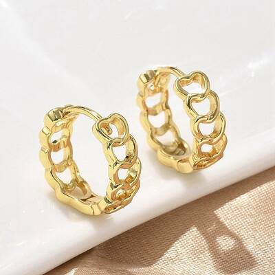 Heart Brass Hoop Earrings