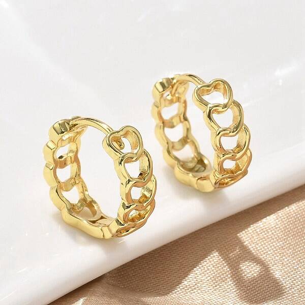 Heart Brass Hoop Earrings
