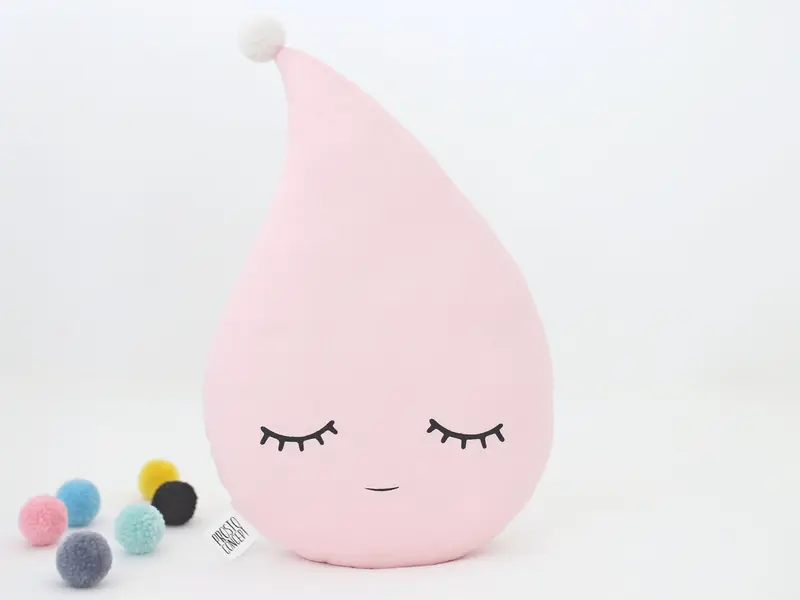Sleepy Pale Pink Raindrop Pillow