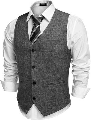 Waistcoat Business Vests (US Only), Grey / L