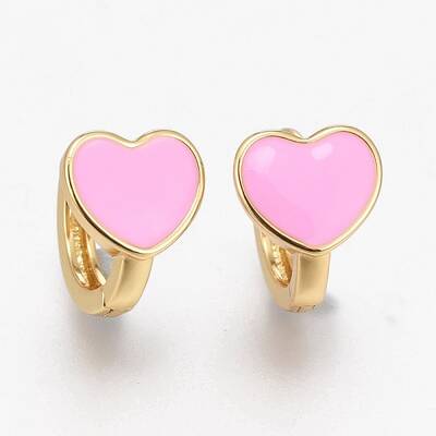 Brass Enamel Huggie Hoop Earrings