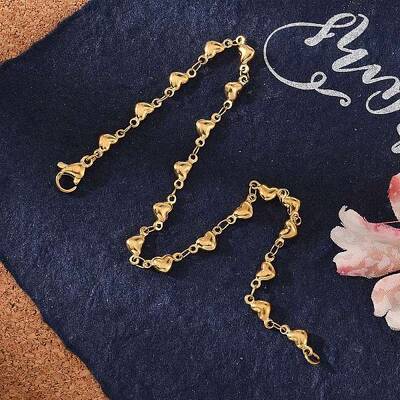 304 Stainless Steel Heart Link Bracelets