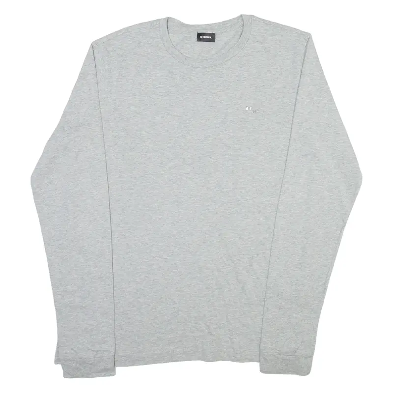 DIESEL Mens T-Shirt Grey Long Sleeve Crew Neck L