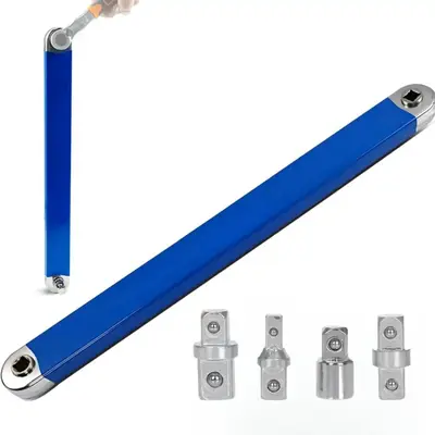 Upgraded Impact Ready Offset Extension Wrench,Tight Reach Extension Wrench Set with Versatile 1/2 1/4 and 3/8 Square Dr...