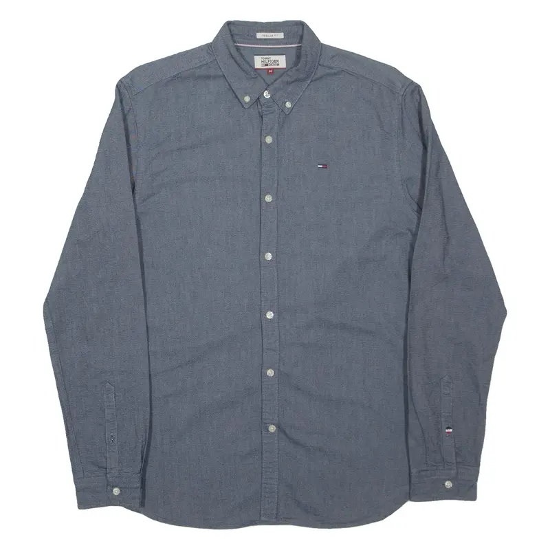 TOMMY HILFIGER Mens Plain Shirt Blue Long Sleeve M