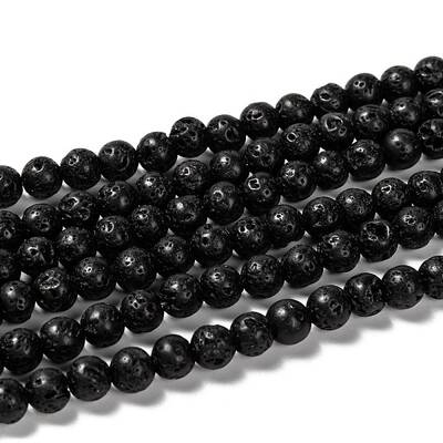 Natural Lava Rock Round Bead Strands