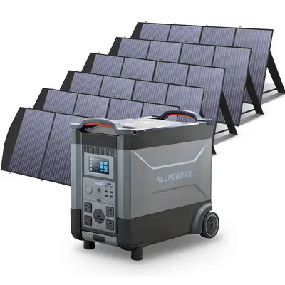 ALLPOWERS 4000W Solar Generator (R4000 + SP033 200W Solar Panel) R4000 +6PCS SP033 200W Solar Panel