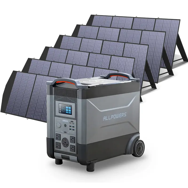 ALLPOWERS 4000W Solar Generator (R4000 + SP033 200W Solar Panel) R4000 +6PCS SP033 200W Solar Panel