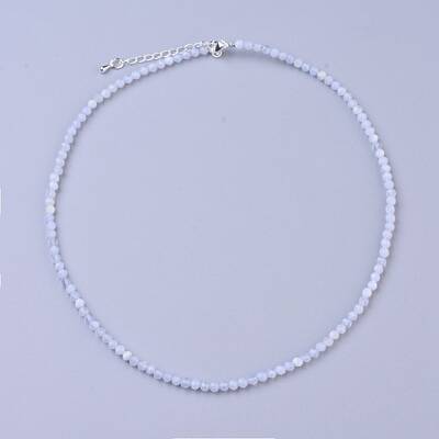 Natural Blue Lace Agate Beaded Necklaces