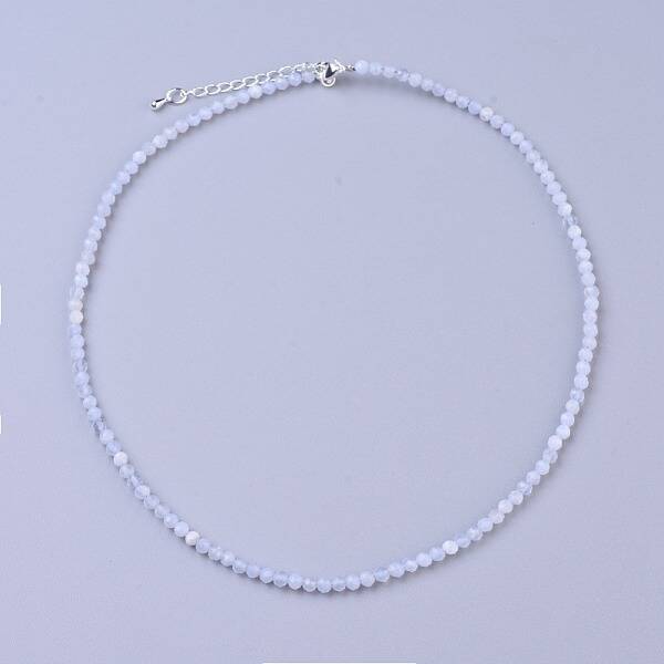 Natural Blue Lace Agate Beaded Necklaces