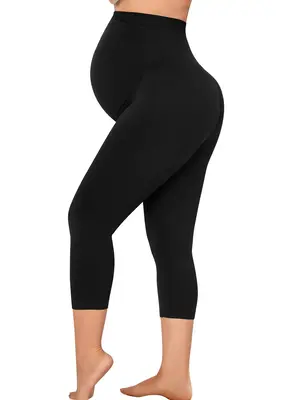 Maternity Solid High Waist Leggings, Casual Comfy Breathable Maternity Skinny Pants for Daily Wear, Maternity Bottoms for All...