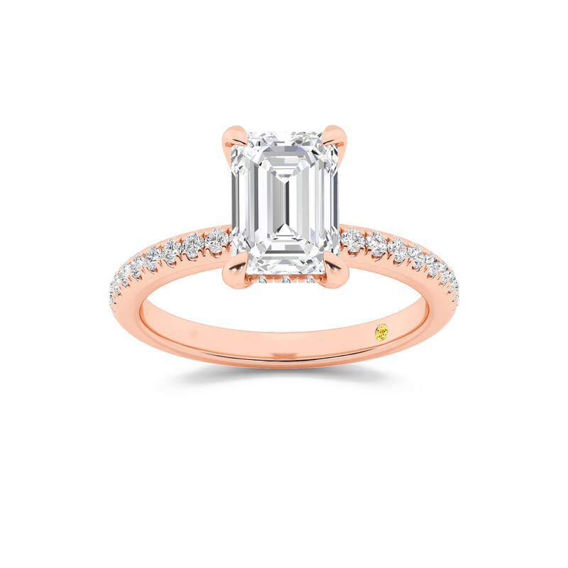 Aurelia Three Quarter Coverage Hidden Halo Emerald Cut Lab Grown Diamond Engagement Ring | 14K Rose Gold 3 1/10 CT. TW.