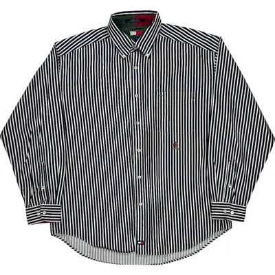 Tommy Hilfiger Striped Shirt - Large - Blue Cotton