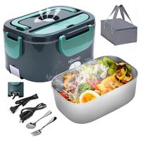 2-in-1 Electric Lunch Box Heater for Car/Truck/Home/Work – Leak Proof, 4 Removable Stainless Steel Containers, 110V/12V/24V...