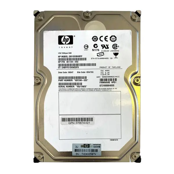 DB1000BABFF HP 1TB 3Gb/s SAS 7200 3.5-Inch Hard Drive