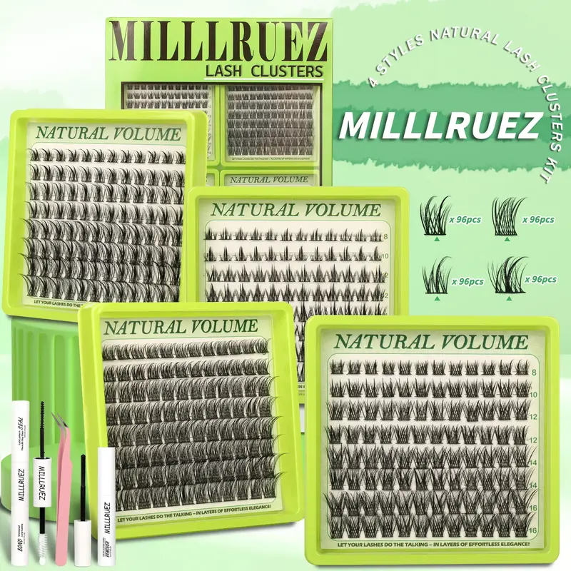 4 Nature Styles Lash Clusters Kit, Cat/ Deer/ Fairy/ Rabbit Eyelash Clusters Extensions with Everything You Need for Beginner...