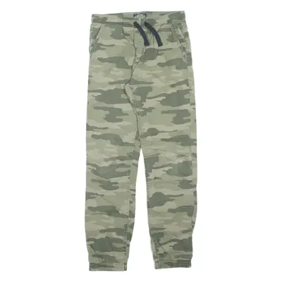 SKATE NATION Camo Lined Boys Trousers Green Regular Tapered W26 L27