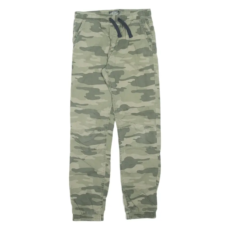 SKATE NATION Camo Lined Boys Trousers Green Regular Tapered W26 L27