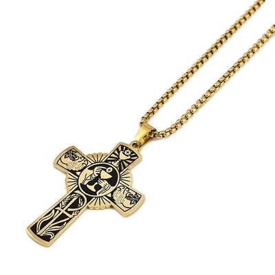 304 Stainless Steel Eucharist Holy Communion Cross Pendant Box Chain Necklaces