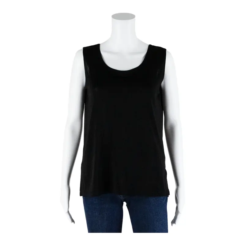 Stretch Sheer Vest Camisole Top Black Sleeveless Womens L