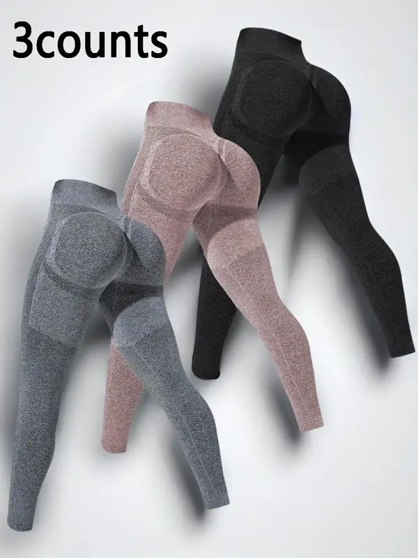 Women's Solid Ruched High Waist Sports Tummy Control Leggings, Seamless Breathable Yoga Pants, Workout Clothes for Women, Gym...