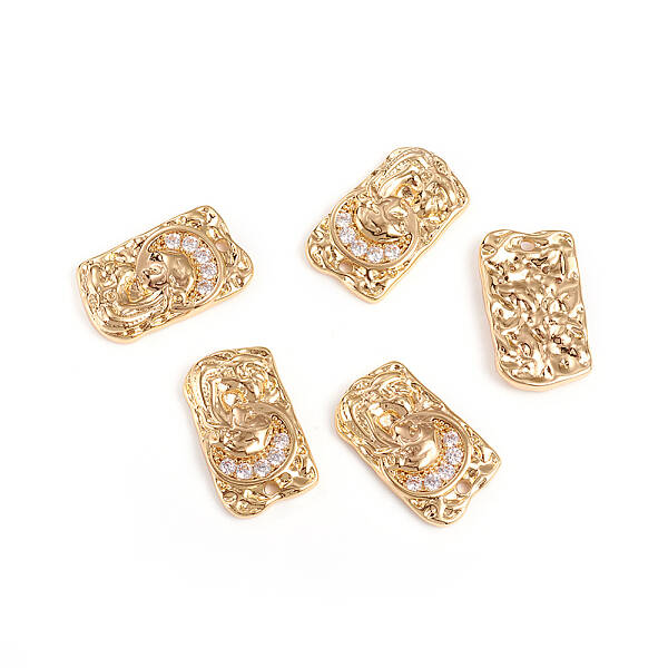 Brass Micro Pave Clear Cubic Zirconia Pendants