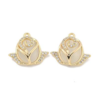 Brass Micro Pave Clear Cubic Zirconia Enamel Pendants